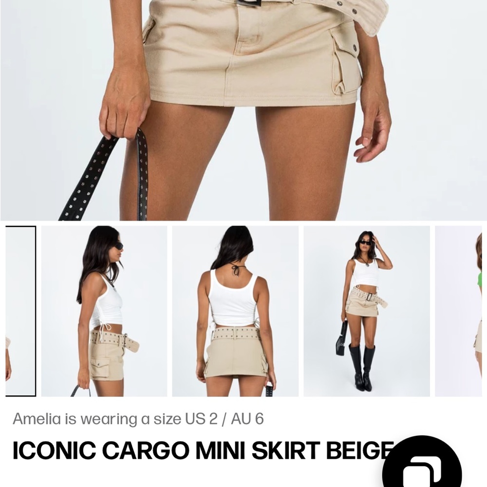 Beige Cargo Mini Skirt